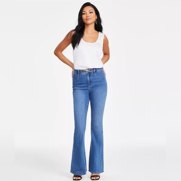 INC International Concepts Denim - I.N.C. International Concepts Belted Flared-Leg Jeans Blue Size 6/28